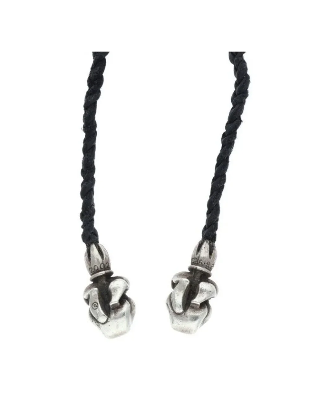 Chrome Hearts Leather Braid Lip and Tan Silver Necklace